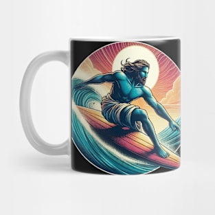 Retro Jesus Christ On Surfboard Mug